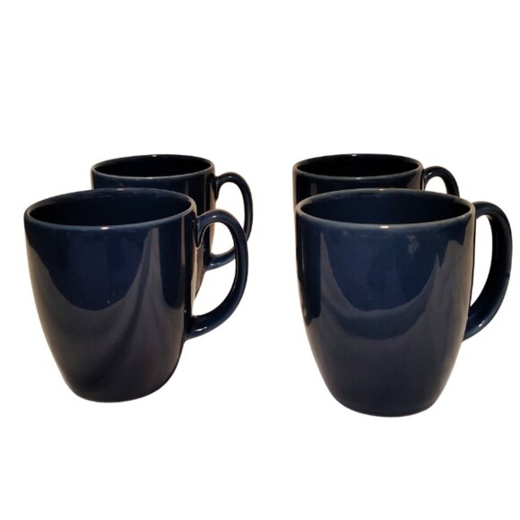 Corelle Stonewear Mugs Colbalt Blue Coffee Cups Set of 4 12oz Kitchen Wear Home - Picture 1 of 8